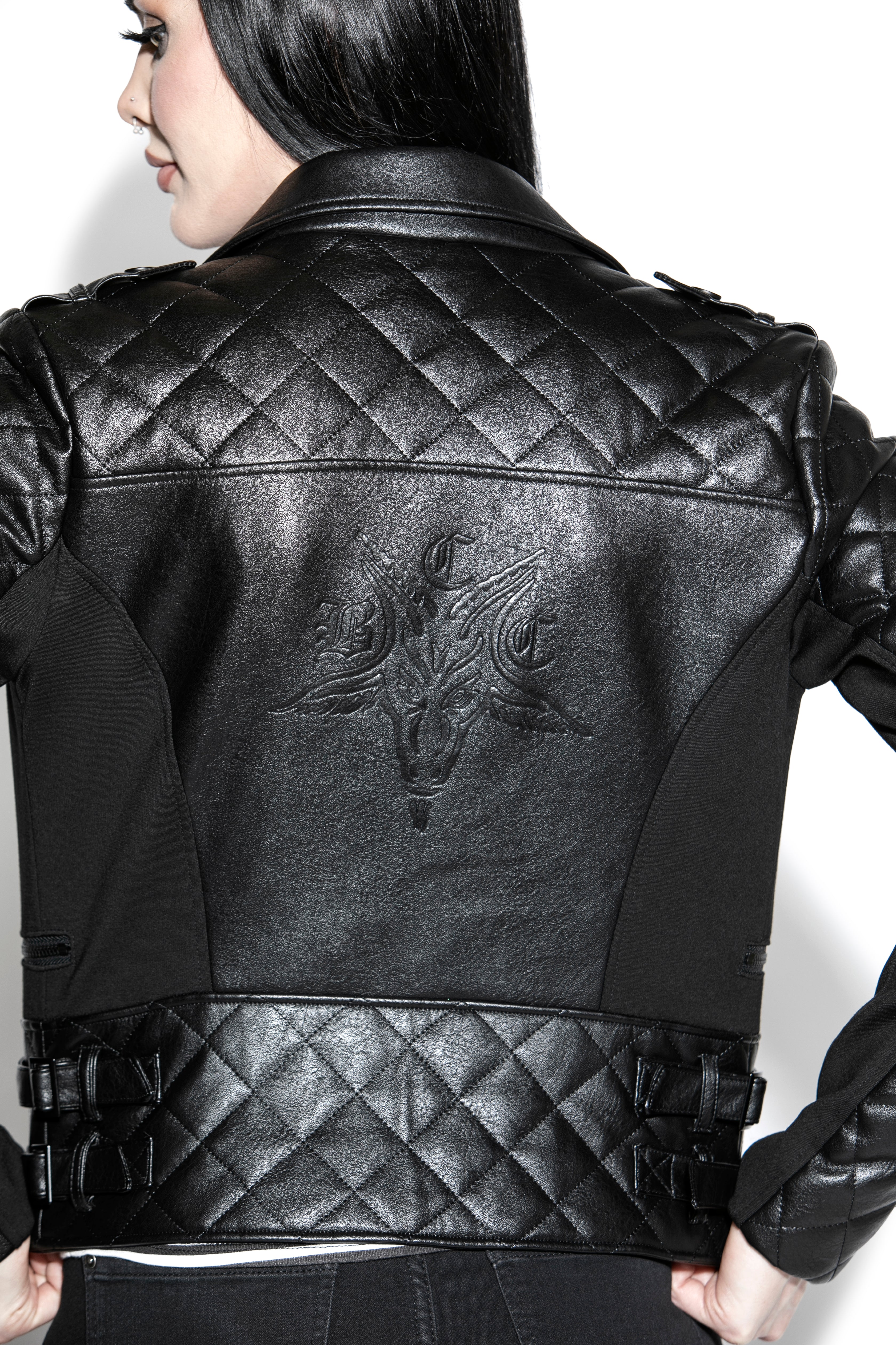 BCC Quilted Faux Leather Moto Jacket