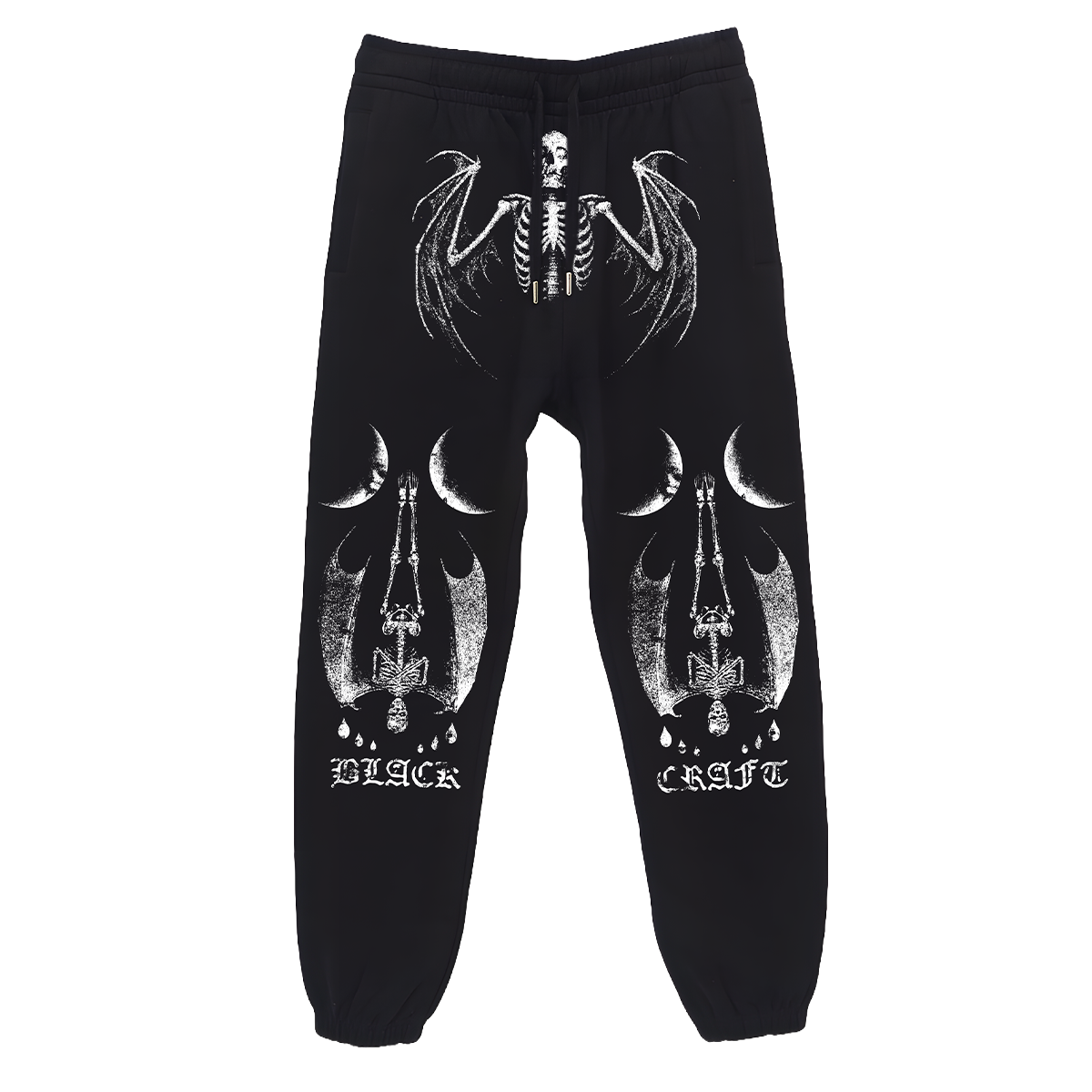 Classic fit black sweatpants with custom Blackcraft artwork on the front. 