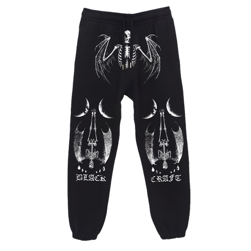 Classic fit black sweatpants with custom Blackcraft artwork on the front. 
