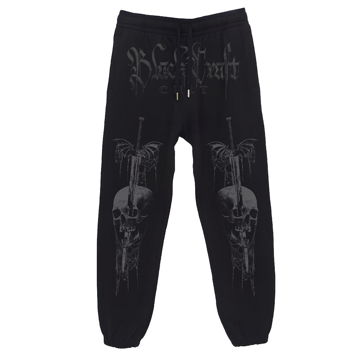 Classic fit black sweatpants with custom Blackcraft artwork on the front. 